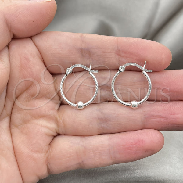Sterling Silver Hoop Earrings — Small Hoop Twist and Ball Design Polished 02. — alternate product view — SKU 147721 | Plata 925 aretes de aro — Small Hoop Twist and Ball diseño pulido 02. — SKU 147721
