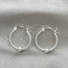Sterling Silver Small Hoop, Twist and Ball Design, Polished, Silver Finish, 02.399.0018.18