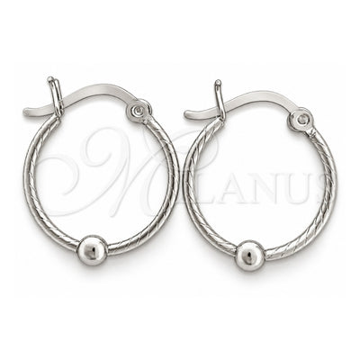 Sterling Silver Small Hoop, Twist and Ball Design, Polished, Silver Finish, 02.399.0018.18