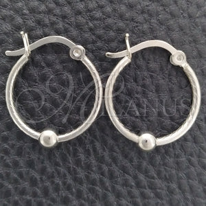 Sterling Silver Hoop Earrings — Small Hoop Twist and Ball Design Polished 02. — main product view — SKU 147721 | Plata 925 aretes de aro — Small Hoop Twist and Ball diseño pulido 02. — SKU 147721