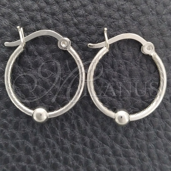 Sterling Silver Hoop Earrings — Small Hoop Twist and Ball Design Polished 02. — main product view — SKU 147721 | Plata 925 aretes de aro — Small Hoop Twist and Ball diseño pulido 02. — SKU 147721