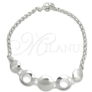 Sterling Silver Fancy Bracelet, Ball Design, Polished, Silver Finish, 03.399.0001.07 (02 MM Thickness, 7 Inches Length)
