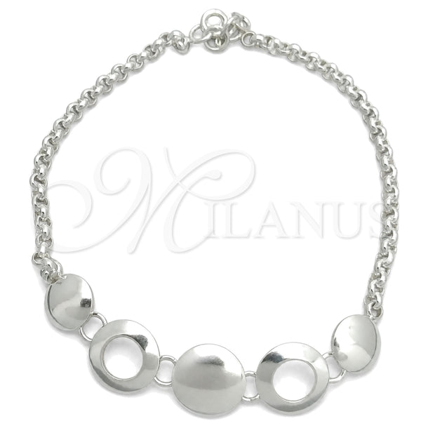Sterling Silver Fancy Bracelet, Ball Design, Polished, Silver Finish, 03.399.0001.07 (02 MM Thickness, 7 Inches Length)