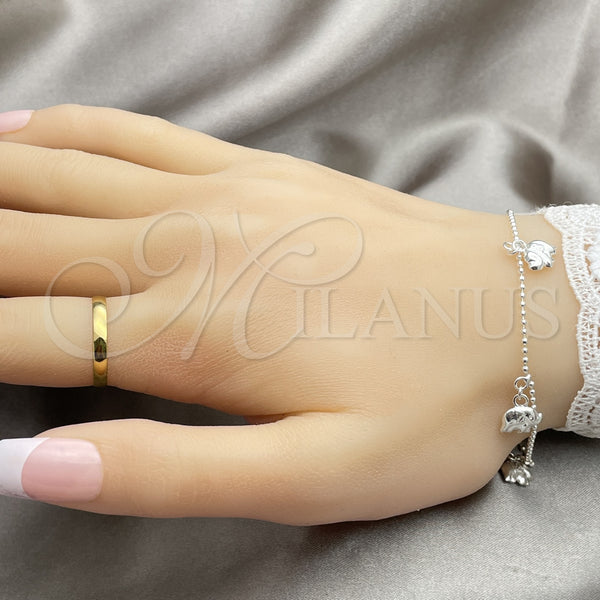 Sterling Silver Bracelet — Fancy Bracelet Rattle Charm and Elephant Design Polished — alternate product view — SKU 147729 | Plata 925 brazalete — elegante Bracelet Rattle Charm and Elephant diseño pulido — SKU 147729