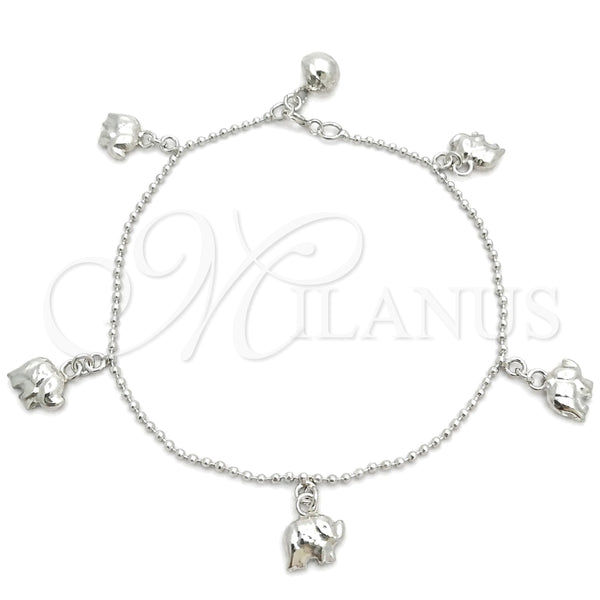 Sterling Silver Bracelet — Fancy Bracelet Rattle Charm and Elephant Design Polished — main product view — SKU 147729 | Plata 925 brazalete — elegante Bracelet Rattle Charm and Elephant diseño pulido — SKU 147729