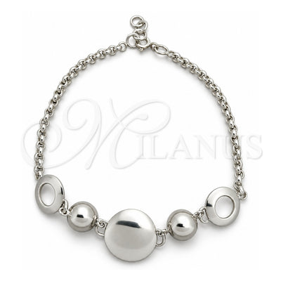 Sterling Silver Fancy Bracelet, Expandable Bead Design, Polished, Silver Finish, 03.399.0003.07 (02 MM Thickness, 7 Inches Length)