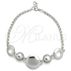 Sterling Silver Fancy Bracelet, Expandable Bead Design, Polished, Silver Finish, 03.399.0003.07 (02 MM Thickness, 7 Inches Length)