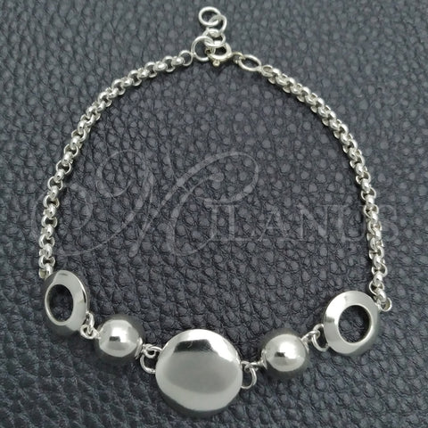 Sterling Silver Fancy Bracelet, Expandable Bead Design, Polished, Silver Finish, 03.399.0003.07 (02 MM Thickness, 7 Inches Length)