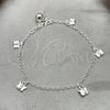 Sterling Silver Fancy Bracelet, Butterfly and Rattle Charm Design, Polished, Silver Finish, 03.399.0004.07 (02 MM Thickness, 7 Inches Length)