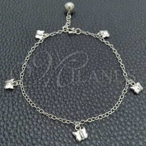 Sterling Silver Bracelet — Fancy Bracelet Butterfly and Rattle Charm Design Polished — main product view — SKU 147733 | Plata 925 brazalete — elegante Bracelet Butterfly and Rattle Charm diseño pulido — SKU 147733