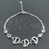 Sterling Silver Fancy Bracelet, Heart Design, with White Cubic Zirconia, Polished, Silver Finish, 03.400.0001.07 (02 MM Thickness, 7 Inches Length)