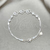 Sterling Silver Fancy Bracelet, Heart Design, with White Cubic Zirconia, Polished, Silver Finish, 03.400.0002.07 (02 MM Thickness, 7 Inches Length)