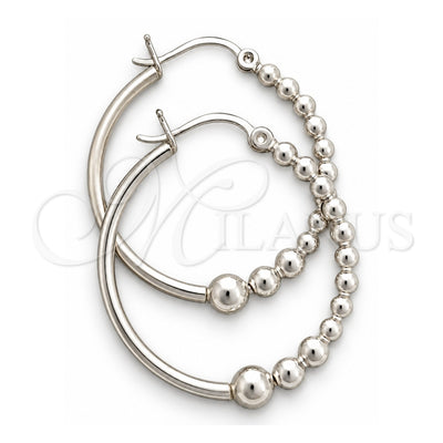Sterling Silver Medium Hoop, Ball Design, Polished, Silver Finish, 02.399.0022.30