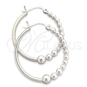 Sterling Silver Medium Hoop, Ball Design, Polished, Silver Finish, 02.399.0022.30