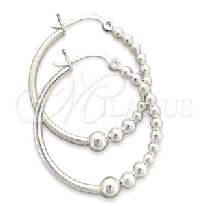 Sterling Silver Medium Hoop, Ball Design, Polished, Silver Finish, 02.399.0022.30