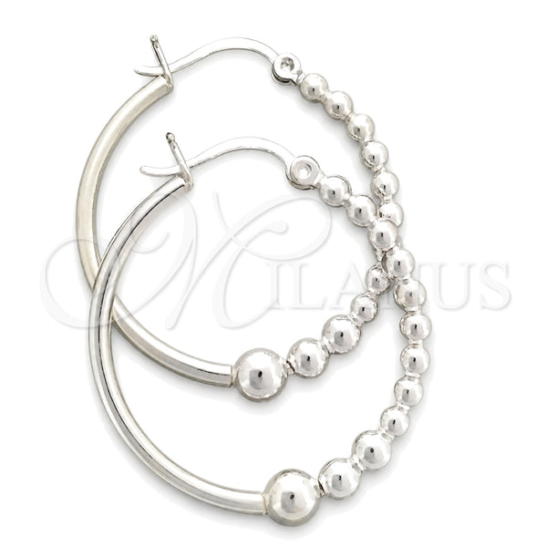 Sterling Silver Medium Hoop, Ball Design, Polished, Silver Finish, 02.399.0022.30