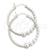 Sterling Silver Medium Hoop, Ball Design, Polished, Silver Finish, 02.399.0022.30