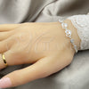 Sterling Silver Fancy Bracelet, Heart Design, with White Cubic Zirconia, Polished, Silver Finish, 03.400.0003.07 (02 MM Thickness, 7 Inches Length)