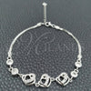 Sterling Silver Fancy Bracelet, Heart Design, with White Cubic Zirconia, Polished, Silver Finish, 03.400.0005.07 (02 MM Thickness, 7 Inches Length)