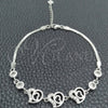 Sterling Silver Fancy Bracelet, Heart Design, with White Cubic Zirconia, Polished, Silver Finish, 03.400.0006.07 (02 MM Thickness, 7 Inches Length)