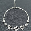 Sterling Silver Fancy Bracelet, Heart Design, with White Cubic Zirconia, Polished, Silver Finish, 03.400.0006.07 (02 MM Thickness, 7 Inches Length)