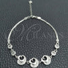 Sterling Silver Fancy Bracelet, Heart Design, with White Cubic Zirconia, Polished, Silver Finish, 03.400.0007.07 (02 MM Thickness, 7 Inches Length)
