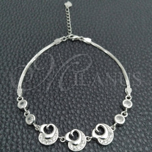 Sterling Silver Bracelet — Fancy Bracelet Heart Design with White Cubic Zirconia — main product view — SKU 147751 | Plata 925 brazalete — elegante Bracelet corazón diseño with blanco Cubic Zirconia — SKU 147751