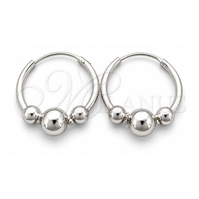 Sterling Silver Small Hoop, Ball Design, Polished, Silver Finish, 02.399.0030.15