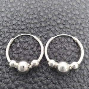 Sterling Silver Hoop Earrings — Small Hoop Ball Design Polished 02. — main product view — SKU 147760 | Plata 925 aretes de aro — Small Hoop Ball diseño pulido 02. — SKU 147760
