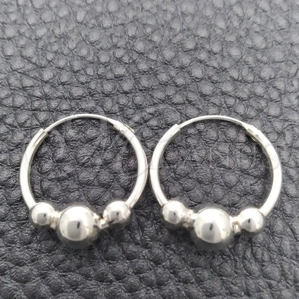 Sterling Silver Hoop Earrings — Small Hoop Ball Design Polished 02. — main product view — SKU 147760 | Plata 925 aretes de aro — Small Hoop Ball diseño pulido 02. — SKU 147760