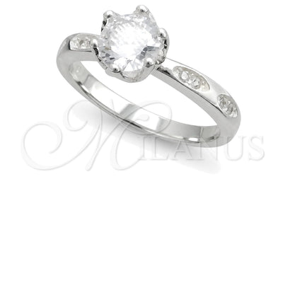 Sterling Silver Wedding Ring, with White Cubic Zirconia, Polished, Silver Finish, 01.398.0001.06 (Size 6) for wholesale, main product view