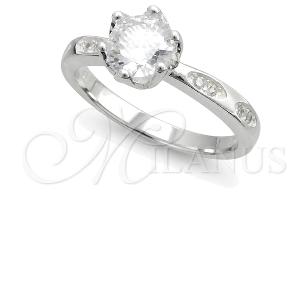 Sterling Silver Wedding Ring, with White Cubic Zirconia, Polished, Silver Finish, 01.398.0001.06 (Size 6)