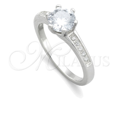 Sterling Silver Wedding Ring, with White Cubic Zirconia, Polished, Silver Finish, 01.398.0003.06 (Size 6) for wholesale, main product view