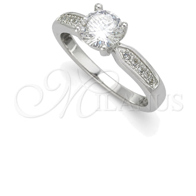 Sterling Silver Wedding Ring, with White Cubic Zirconia, Polished, Silver Finish, 01.398.0004.06 (Size 6) for wholesale, main product view