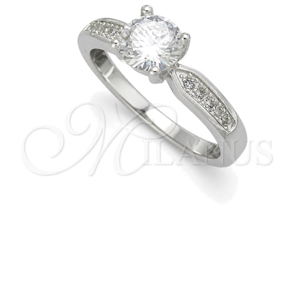 Sterling Silver Wedding Ring, with White Cubic Zirconia, Polished, Silver Finish, 01.398.0004.06 (Size 6)