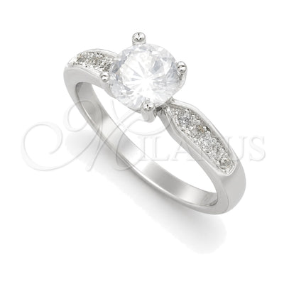 Sterling Silver Wedding Ring, with White Cubic Zirconia, Polished, Silver Finish, 01.398.0004.07 (Size 7) for wholesale, main product view