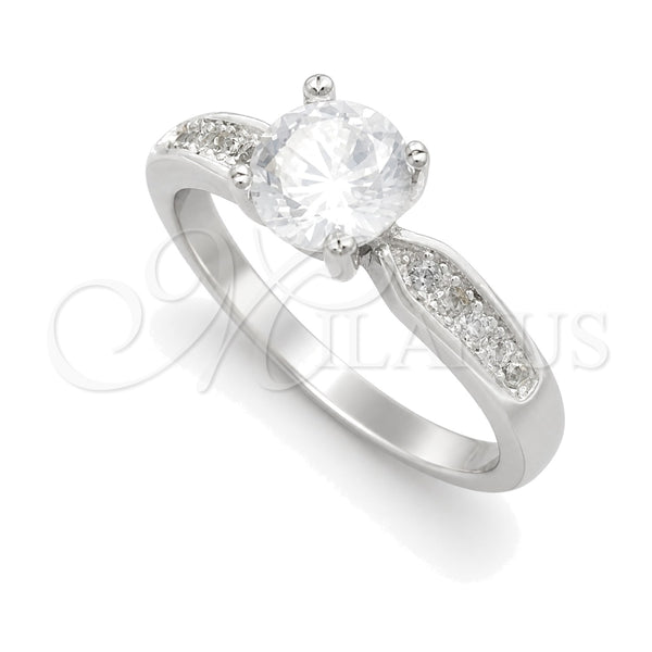Sterling Silver Wedding Ring, with White Cubic Zirconia, Polished, Silver Finish, 01.398.0004.07 (Size 7)