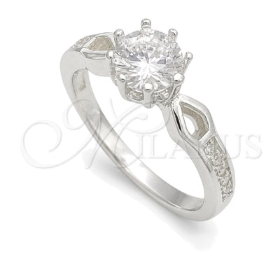 Sterling Silver Wedding Ring, with White Cubic Zirconia, Polished, Silver Finish, 01.398.0005.06 (Size 6) for wholesale, main product view