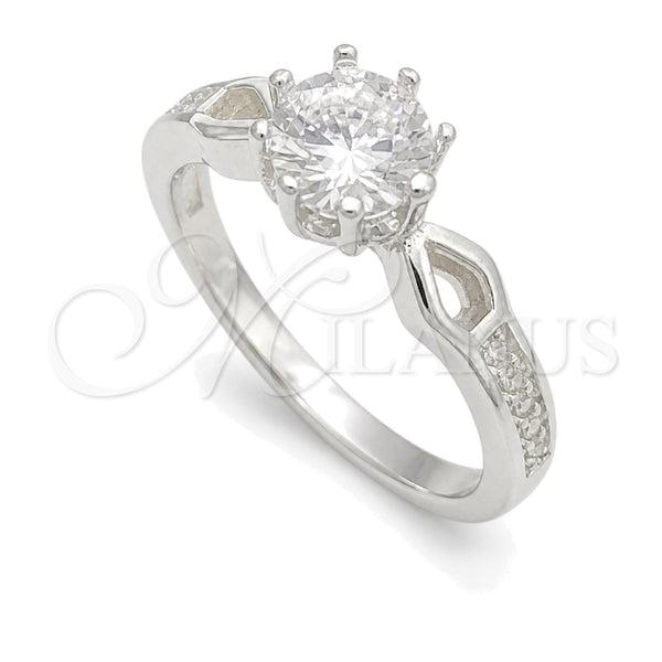 Sterling Silver Wedding Ring, with White Cubic Zirconia, Polished, Silver Finish, 01.398.0005.06 (Size 6)