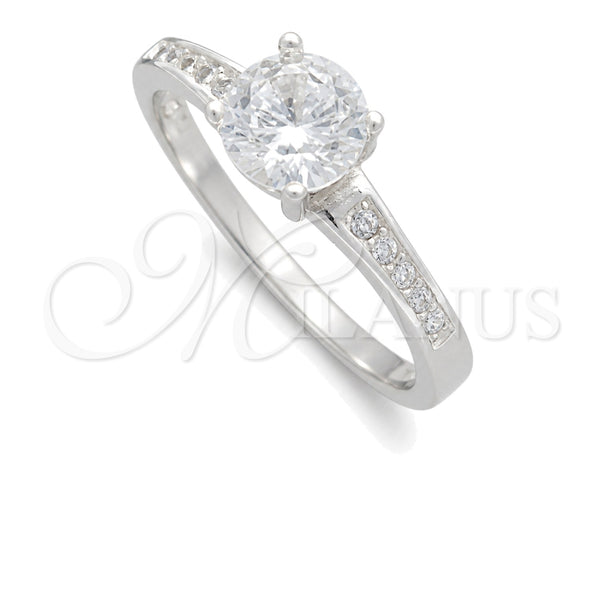 Sterling Silver Wedding Ring, with White Cubic Zirconia, Polished, Silver Finish, 01.398.0006.06 (Size 6)