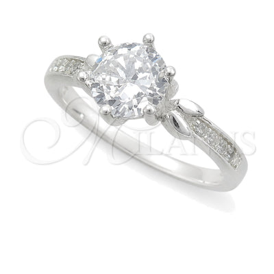 Sterling Silver Wedding Ring, with White Cubic Zirconia, Polished, Silver Finish, 01.398.0008.06 (Size 6) for wholesale, main product view