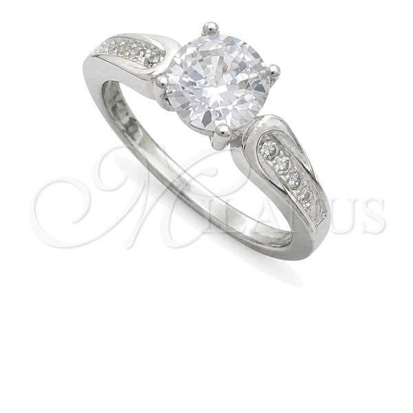Sterling Silver Wedding Ring, with White Cubic Zirconia, Polished, Silver Finish, 01.398.0010.06 (Size 6)