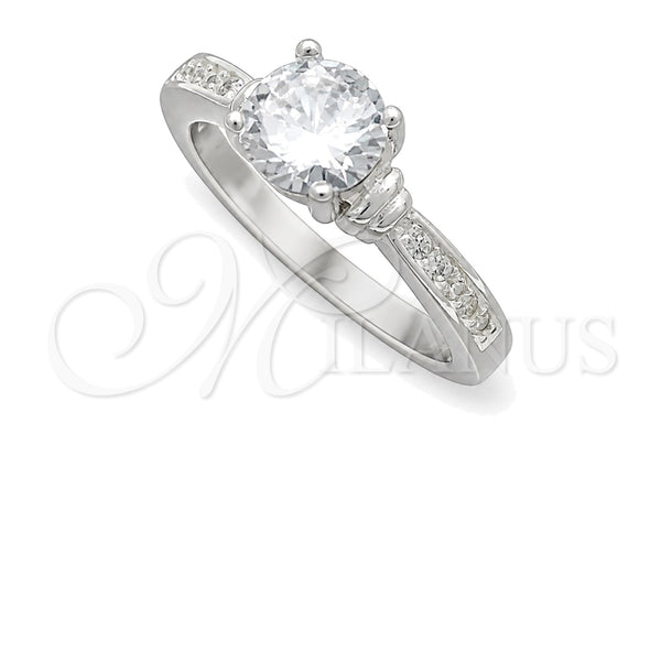 Sterling Silver Wedding Ring, with White Cubic Zirconia, Polished, Silver Finish, 01.398.0011.06 (Size 6)