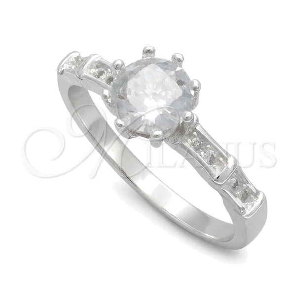 Sterling Silver Wedding Ring, with White Cubic Zirconia, Polished, Silver Finish, 01.398.0012.06 (Size 6)