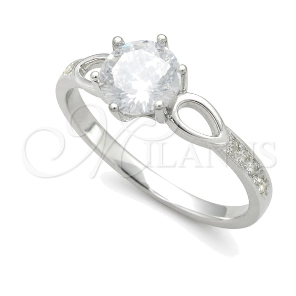 Sterling Silver Wedding Ring, with White Cubic Zirconia, Polished, Silver Finish, 01.398.0013.06 (Size 6)