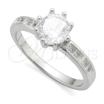 Sterling Silver Wedding Ring, with White Cubic Zirconia, Polished, Silver Finish, 01.398.0014.06 (Size 6) for wholesale, main product view