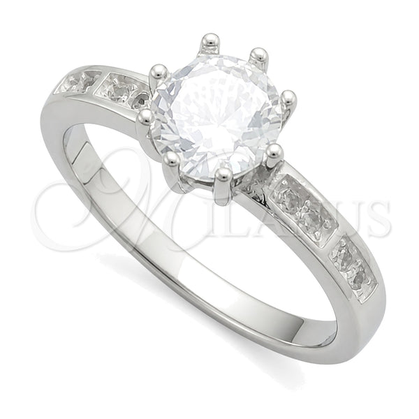 Sterling Silver Wedding Ring, with White Cubic Zirconia, Polished, Silver Finish, 01.398.0014.06 (Size 6)