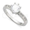 Sterling Silver Wedding Ring, with White Cubic Zirconia, Polished, Silver Finish, 01.398.0014.06 (Size 6)
