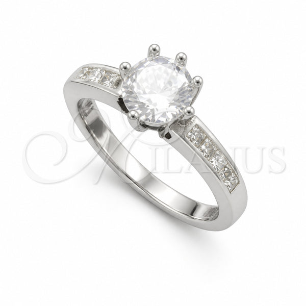 Sterling Silver Wedding Ring, with White Cubic Zirconia, Polished, Silver Finish, 01.398.0014.07 (Size 7)
