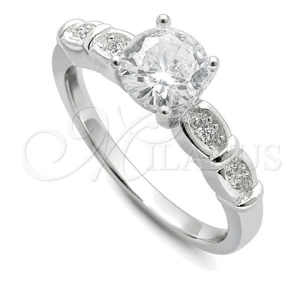 Sterling Silver Wedding Ring, with White Cubic Zirconia, Polished, Silver Finish, 01.398.0021.06 (Size 6)